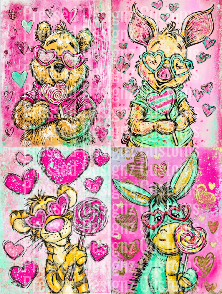 Pooh valentine squares