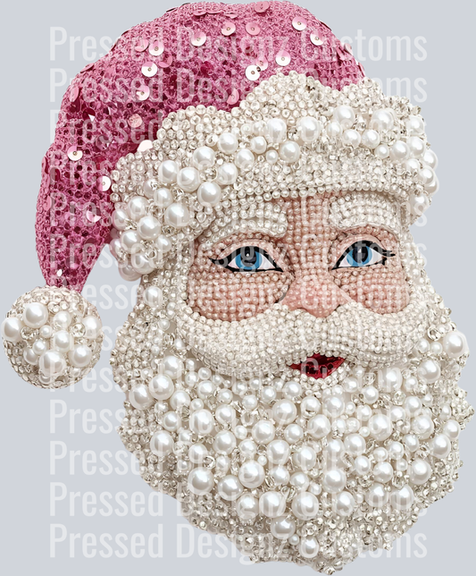 SANTA PINK HAT FAUX PEARLS